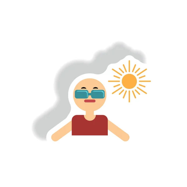 Stylish Icon Paper Sticker Style Man Sunglasses — Stock Vector