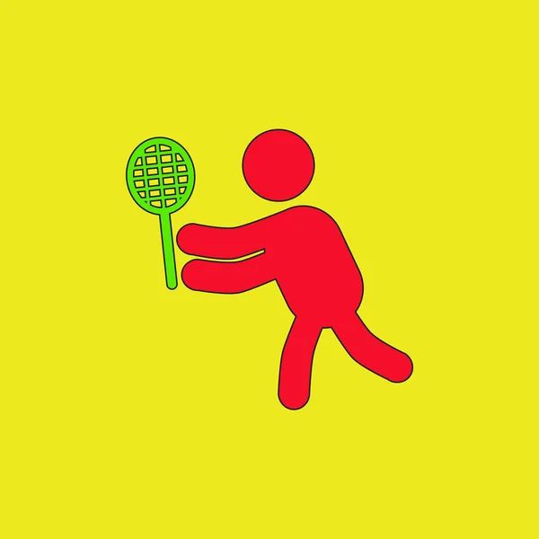Logo Joueur Badminton Action Super Foudre Smash — Image vectorielle