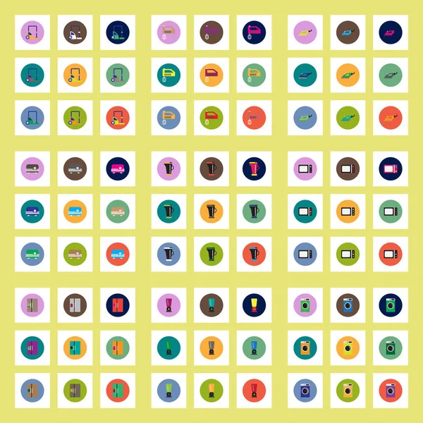 彩色圆圈家电中时尚矢量图标的收集 — 图库矢量图片