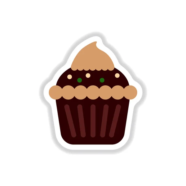 Ilustración Vectorial Papel Estilo Pegatina Cupcake — Vector de stock