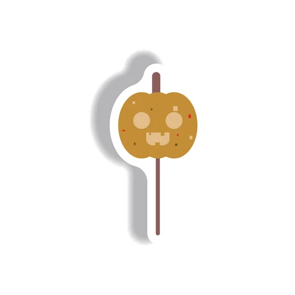 Vector Illustration Paper Sticker Halloween Icon Pumpkin Stick — Stock Vector
