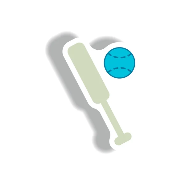 stylish icon in paper sticker style ball baseball bat