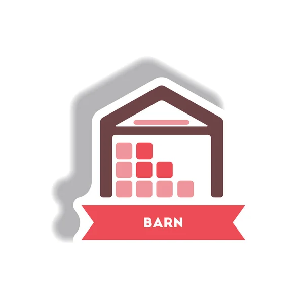 Stylish Icon Paper Sticker Style Building Barn — Stock Vector