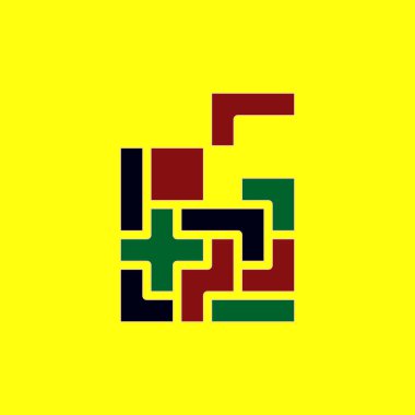 Tetris adet parlak sarı zemin üzerine