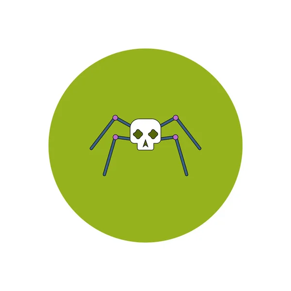 Illustration Vectorielle Forme Plat Icône Halloween Effrayant Crâne Araignée — Image vectorielle
