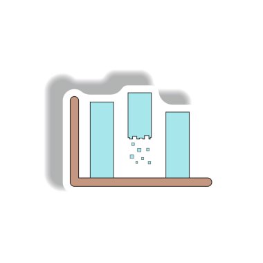 Kağıt etiket tarzı beyaz arka plan üzerinde sütun grafiği