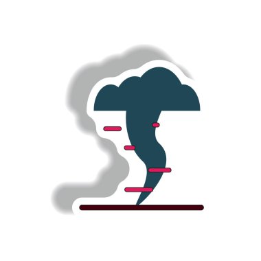 Kağıt etiket tarzı beyaz arka plan üzerinde dayanarak Tornado