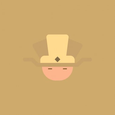 Çin yeni yılı kutlama düz tarzı geleneksel headdress Çinli adamın yüzüne Çin adam baş vektör çizim