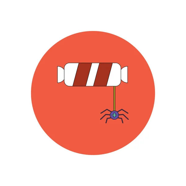 Ilustración Vectorial Diseño Plano Halloween Icono Caramelo Araña — Archivo Imágenes Vectoriales