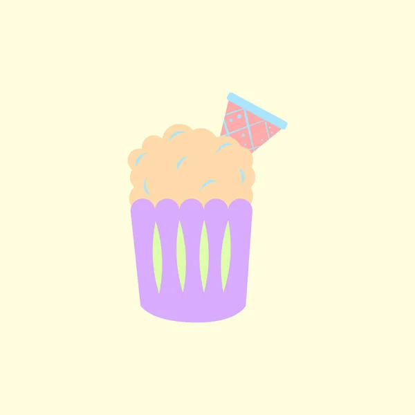 Heerlijke Cupcake Vectorillustratie Vlakke Stijl — Stockvector