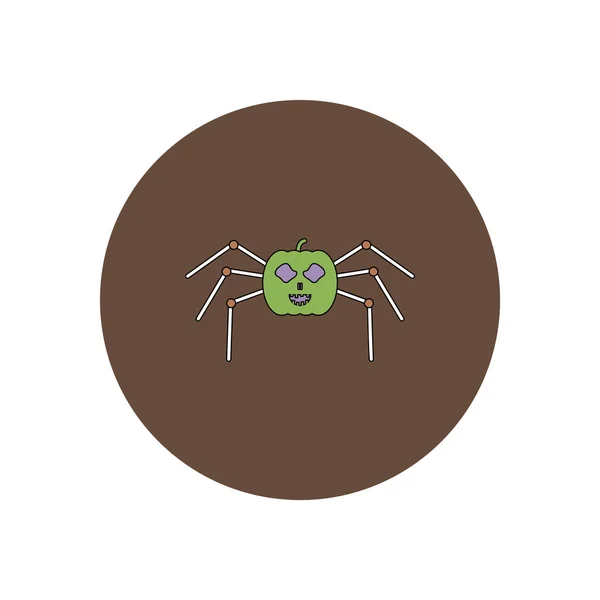 Vector Illustration Flat Design Halloween Icon Spooky Pumpkin Spider — Stock Vector