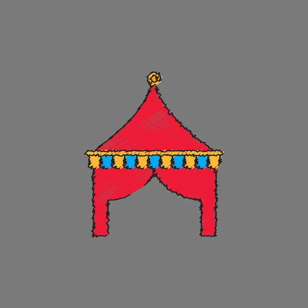 Tente Cirque Dans Style Hatching — Image vectorielle