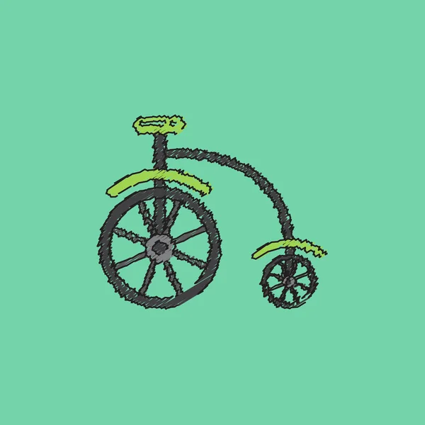 Antica Highwheel Bike 1885 Stile Hatching — Vettoriale Stock