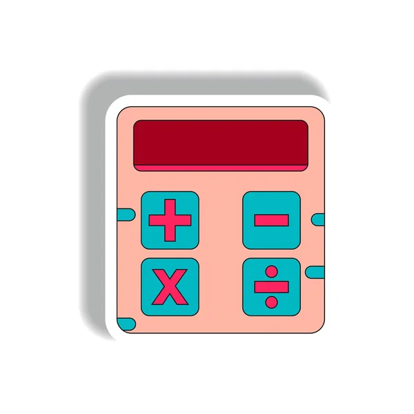 Calculator Paper Sticker Style White Background — Stock Vector