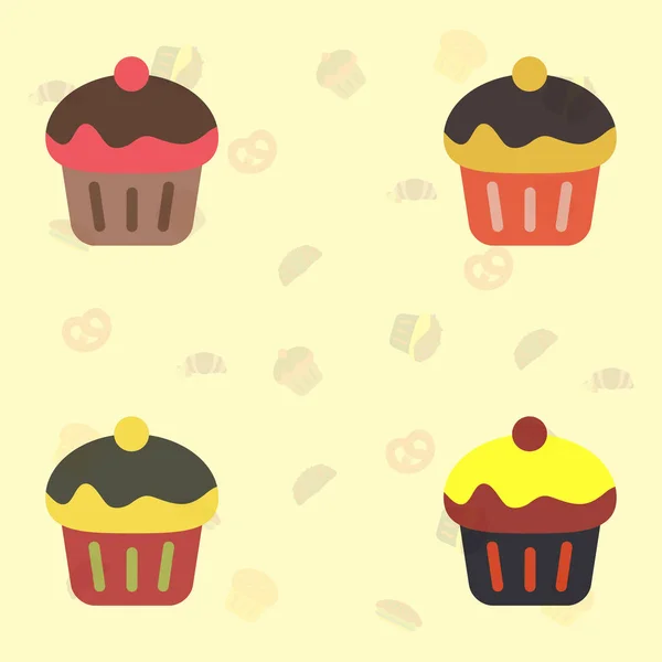 Delicious cupcakes collection — Stock Vector