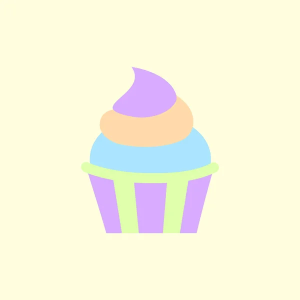 Finom Cupcake Lapos Stílusú Vektoros Illusztráció — Stock Vector