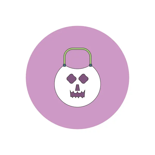 Vector Illustration Flat Design Halloween Icon Pumpkin Face Shopping Bag — Stock Vector