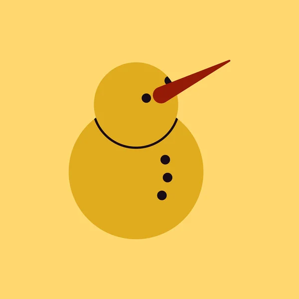 Ikon Manusia Salju Pada Latar Belakang Kuning Cerah - Stok Vektor