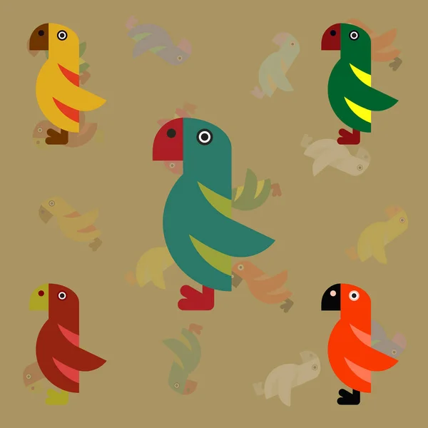 Aves Loro Sobre Fondo Marrón — Vector de stock