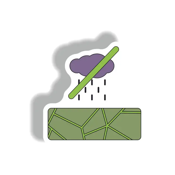 Cracked Earth Rain Paper Sticker Style — Stock Vector