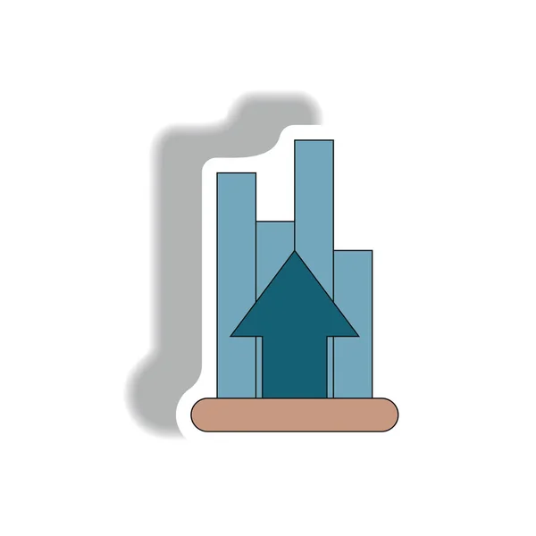 Spaltendiagramm Mit Pfeil Nach Oben Auf Weißem Hintergrund — Stockvektor