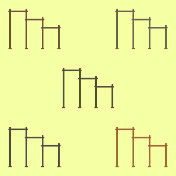 街头健身游乐场平式运动水平杆矢量图解集 — 图库矢量图片