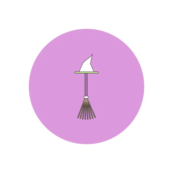 Vector Illustration Flat Design Halloween Icon Broom — Stock Vector