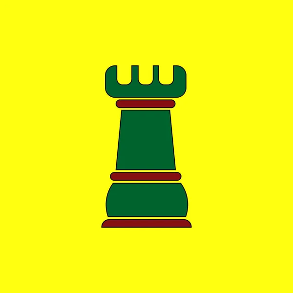 Green Chess Rook Yellow Background — Stock Vector