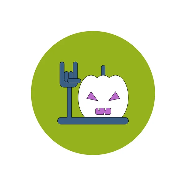 Vector Illustration Flat Design Halloween Icon Pumpkin Hand — Stock Vector