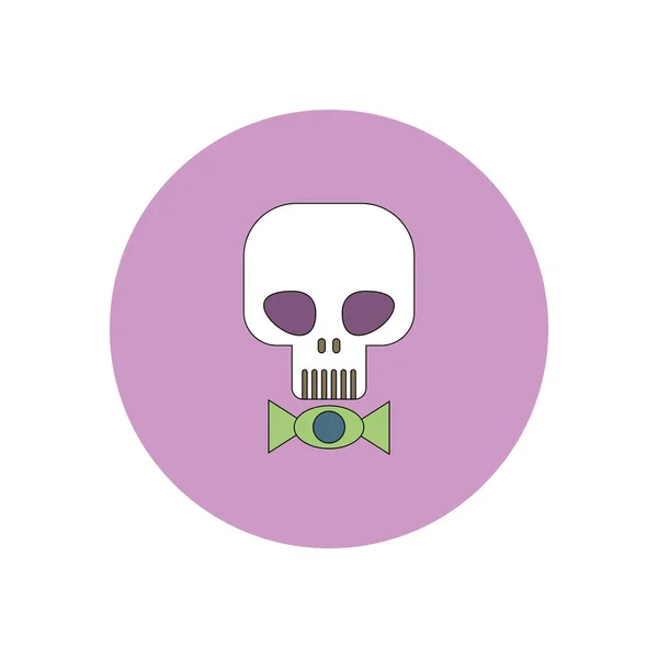 Illustration Vectorielle Forme Plat Icône Halloween Crâne Bonbons — Image vectorielle