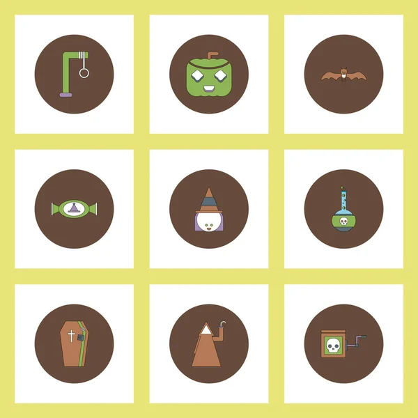 Collection of halloween flat icons — Stock Vector