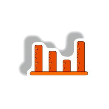 Kağıt etiket tarzı beyaz arka plan üzerinde sütun grafiği