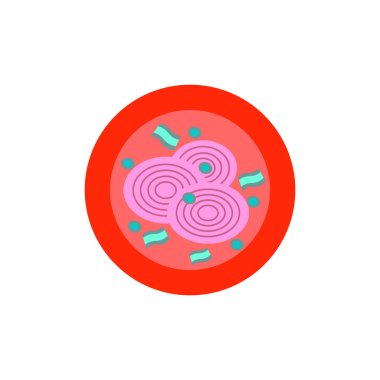 Soğan pizza. Vektör çizim. basit pizza simgesi Üstten Görünüm