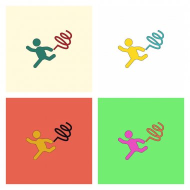 Ritmik Jimnastik kurdele ile. Tasarım vektör çizim. ayarla