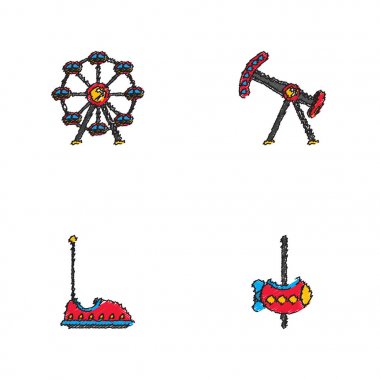 Stil kuluçkalık renkli eğlence parkı simgeleri