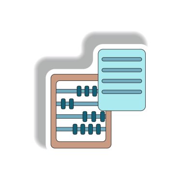 abaküs ve kağıt etiket tarzı beyaz arka plan üzerinde boş