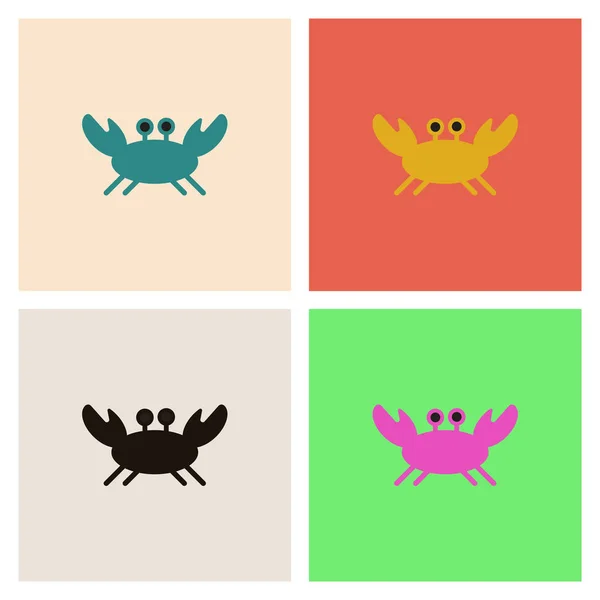 Illustration Vectorielle Crabe Style Dessin Animé Conception Produits Mer Ensemble — Image vectorielle
