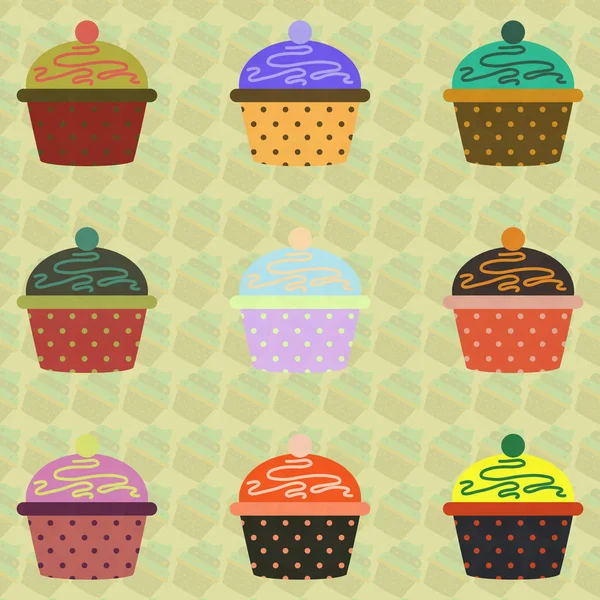 Deliciosa coleção cupcakes —  Vetores de Stock