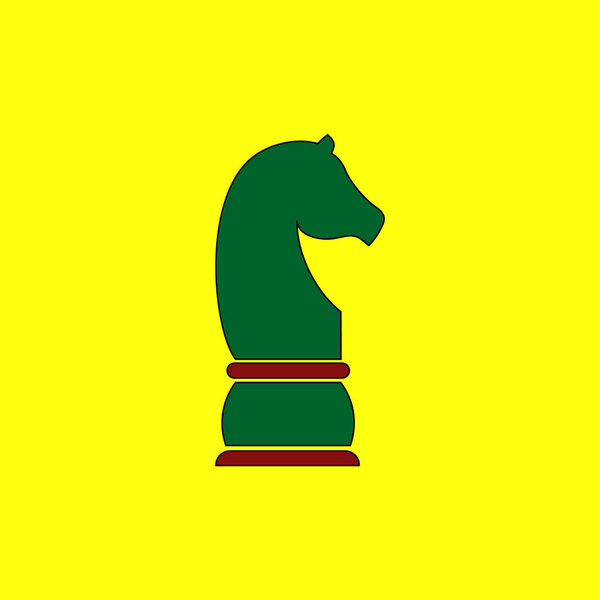 Chess knight on bright yellow background