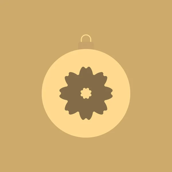 Silvesterball Vektor Illustration Flachen Stil Weihnachtskugel Mit Bemalter Blume — Stockvektor