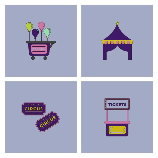 Set Von Zirkussymbolen Auf Violettem Hintergrund — Stockvektor
