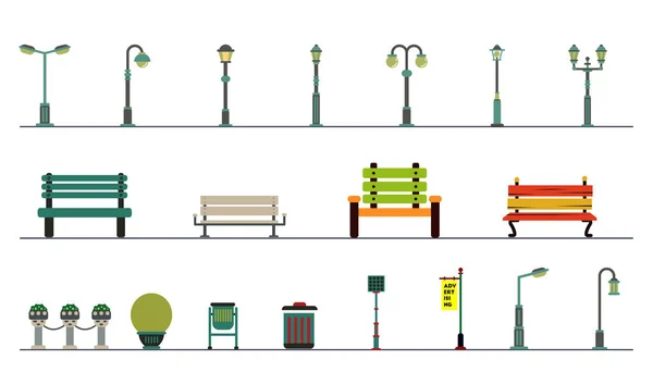 Poteaux Lumineux Éléments Extérieurs Pour Construction Paysages — Image vectorielle