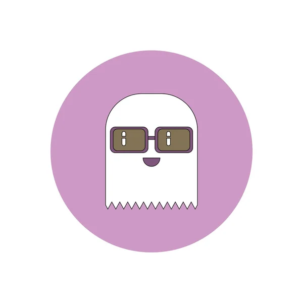 Vector illustration in flat design Halloween icon ghost with glasses