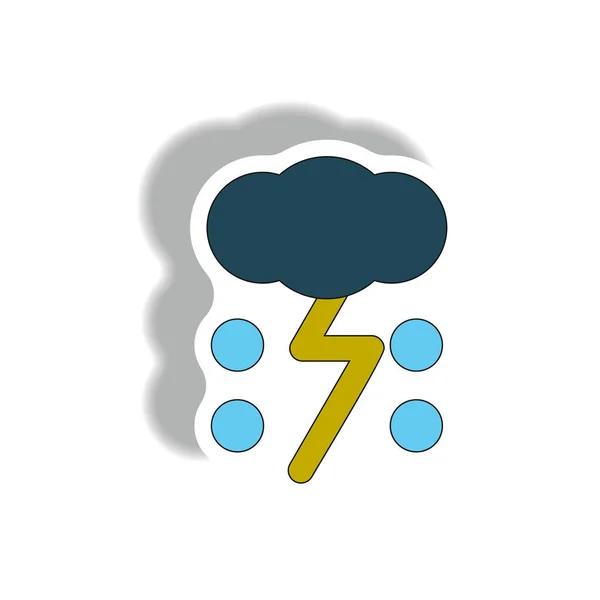 Облако Молния Стиле Бумажной Наклейки — стоковый вектор
