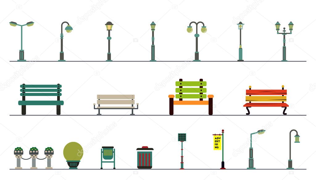 Light posts and outdoor elements for construction of landscapes