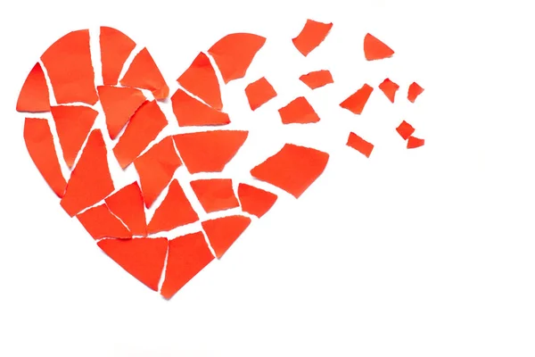 破碎的心分手概念分居和离婚图标。红铬 — 图库照片