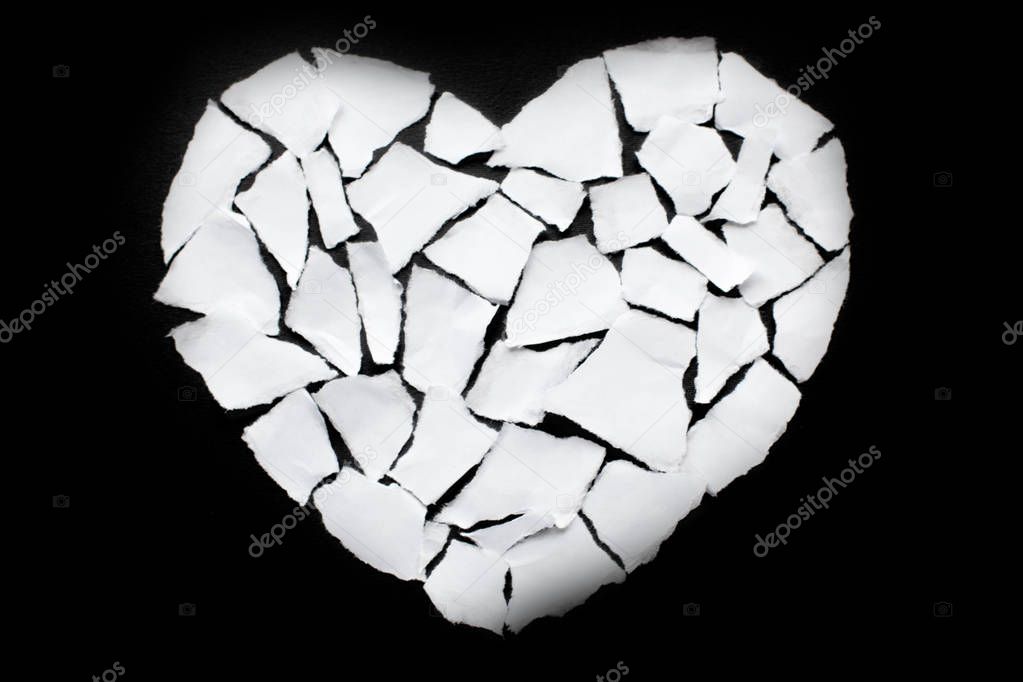 Broken heart breakup concept separation and divorce icon. White 