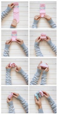 Giyim depolama. Dolabın içinde sipariş. Çorap katlanır. Master Clas