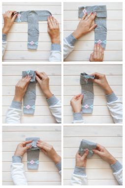 Giyim depolama. Dolabın içinde sipariş. Çorap katlanır. Master Clas