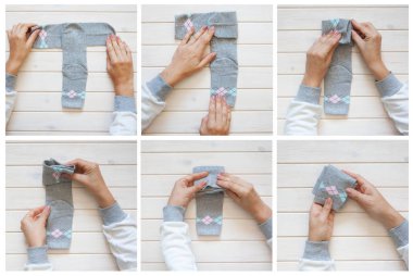 Giyim depolama. Dolabın içinde sipariş. Çorap katlanır. Master Clas